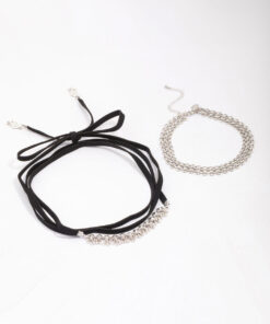 Antique & Black Wrapped Bow Choker