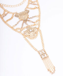 Elaborate Detailed Chain Statement Necklace