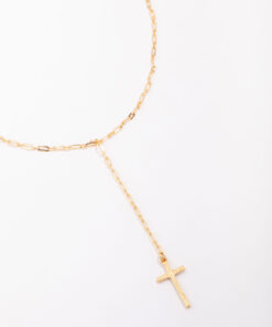 Cable Cross Lariat Necklace