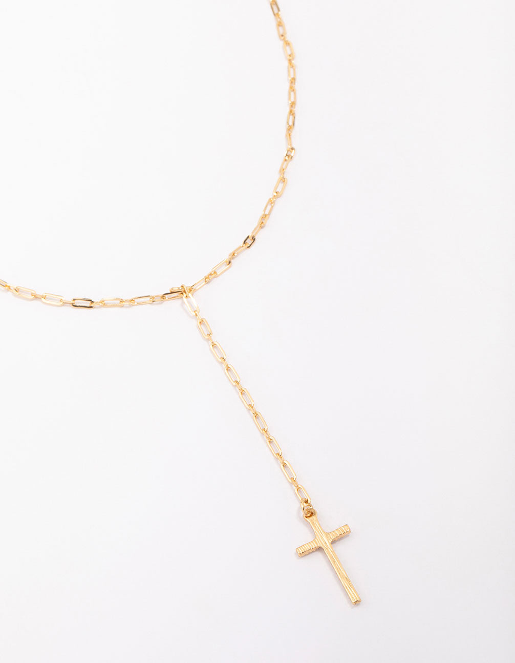 Cable Cross Lariat Necklace