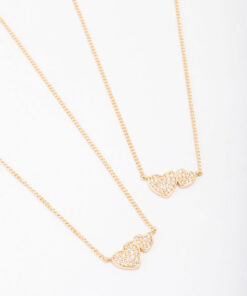 Cubic Zirconia Link Heart Necklace Pack