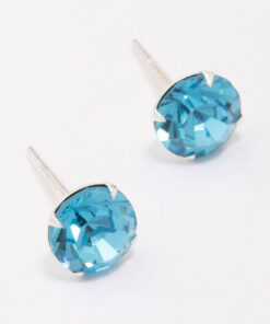 Blue Czech Crystal Stud Earrings