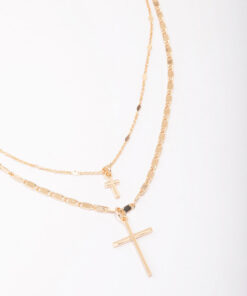 Double Cross Layered Necklace