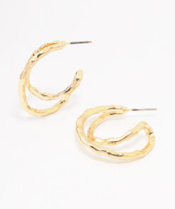 Textured Cross Over Hoop Earrings