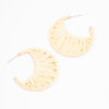 Cream Woven Raffia Crescent Hoop Earrings
