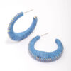 Blue Medium Fabric C-Shaped Hoop Earrings