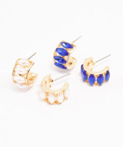 White & Blue Hoop Earring Pack