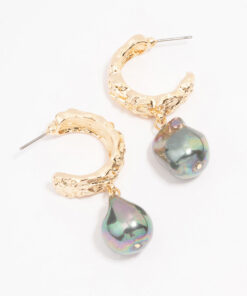 Wide Holographic Pearl Drop Earrings