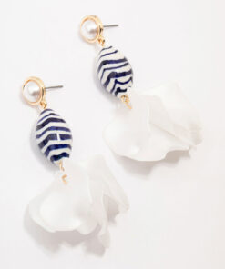 Pearl Petal & Beaded Drop Earrings