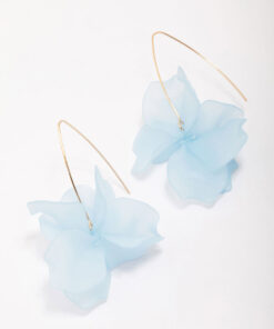 Blue Frosted Flower Drop Earrings