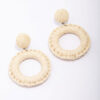 Cream Raffia Wrapped Circle Drop Earrings