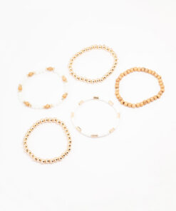 & Wooden Beaded Bracelet 5-Pack