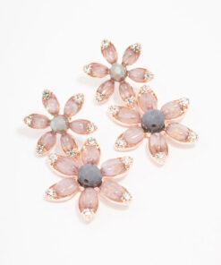 Rose Flower Beaded Drop Earrings