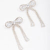Rhodium Large Bow Drop Earrings
