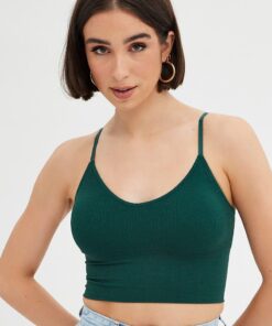 Green Crop Singlet Top Seamless