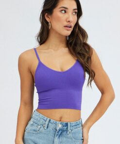 Purple Crop Singlet Top Seamless