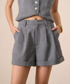 The Grey High-Waisted Pleated Shorts