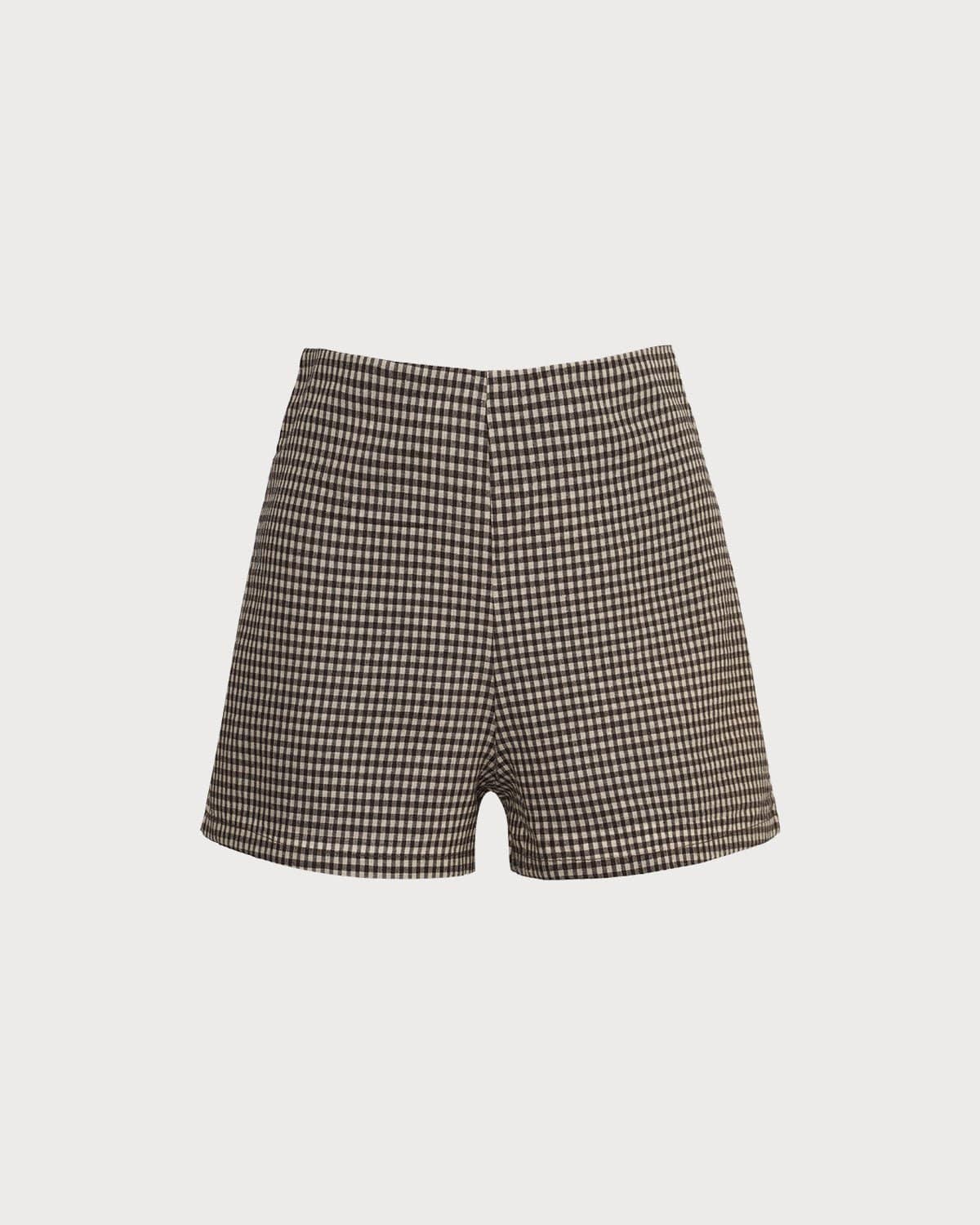 The Brown High Waisted Plaid Shorts - Image 6