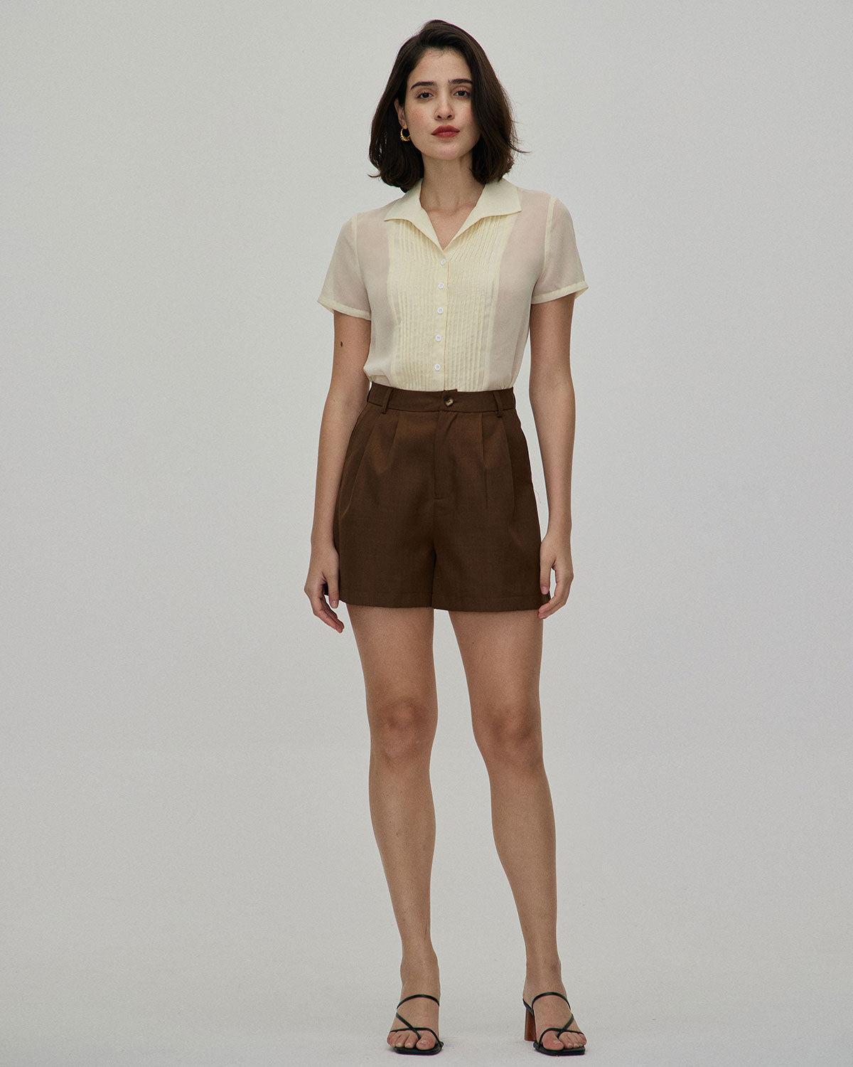 The Coffee Pleated High-Waisted Wide Leg Shorts - Image 5