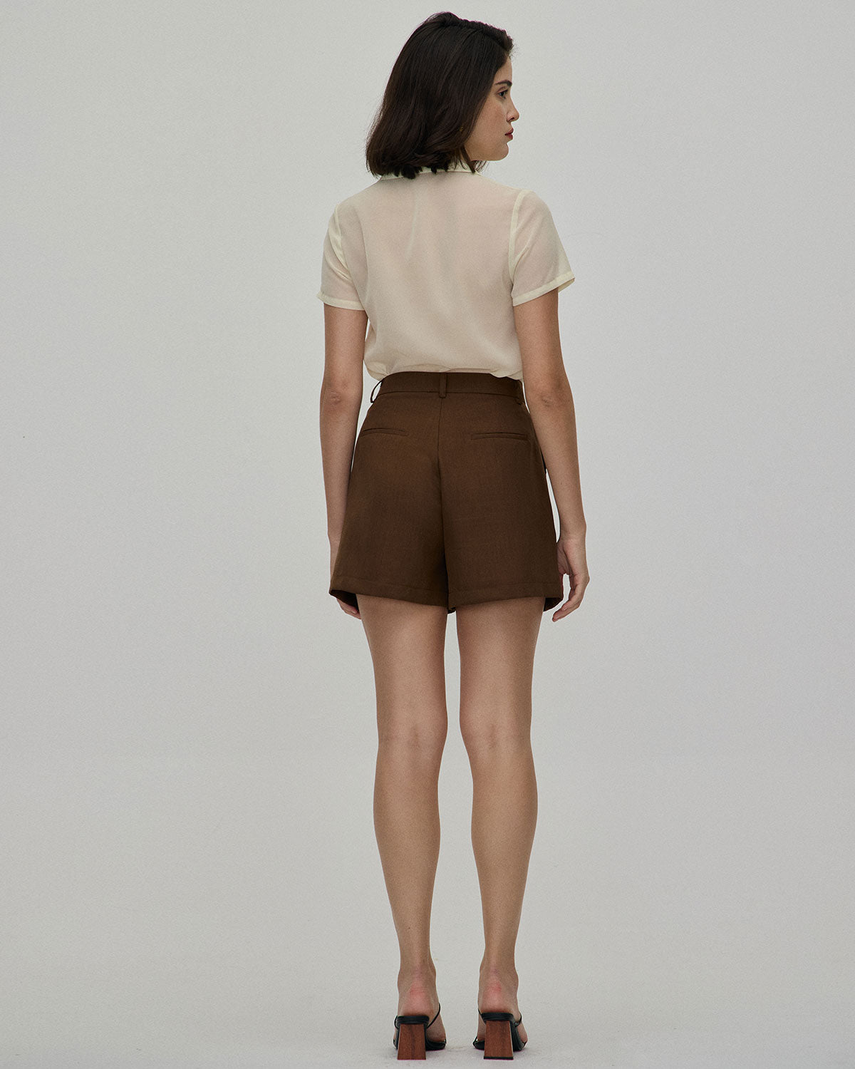 The Coffee Pleated High-Waisted Wide Leg Shorts - Image 6
