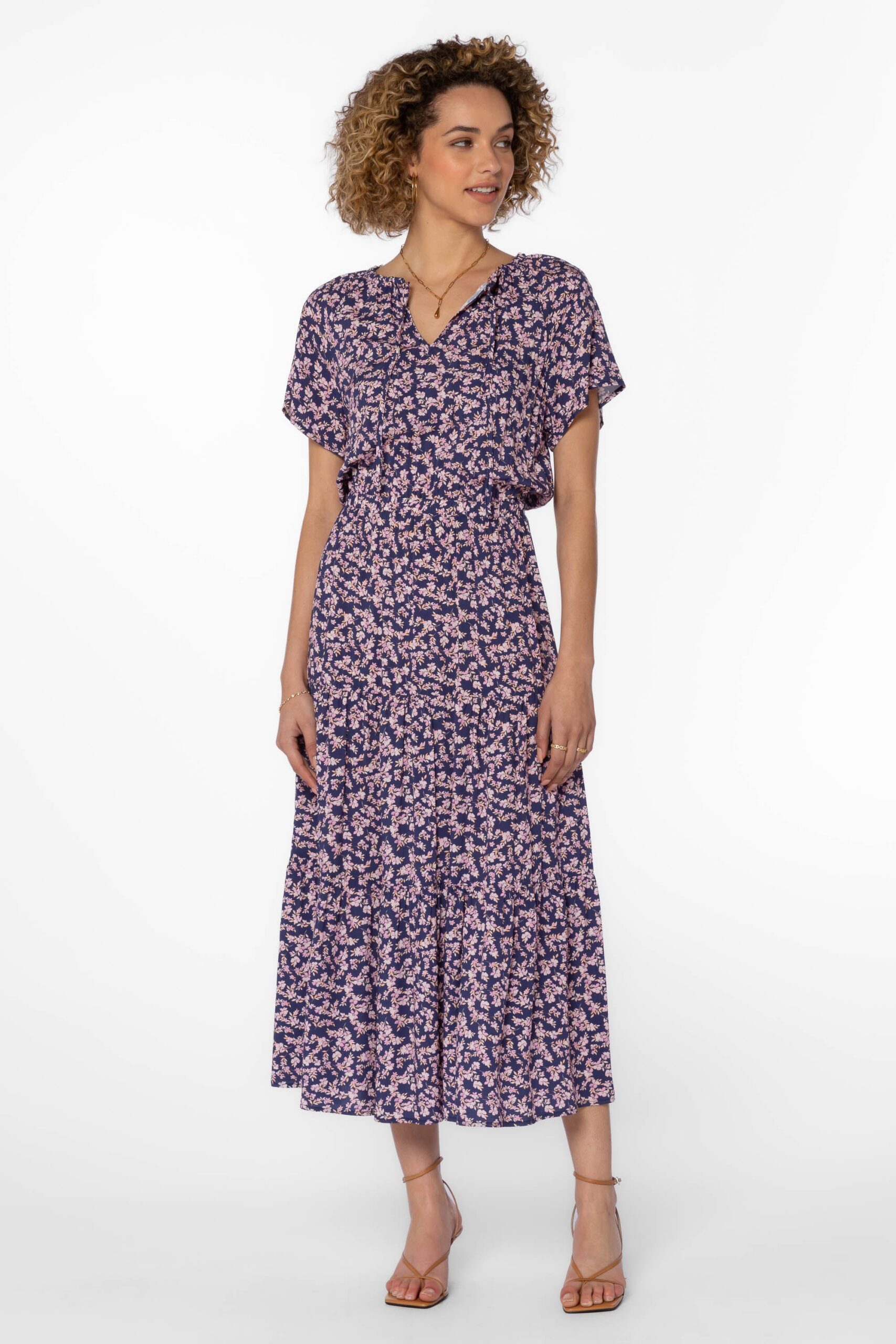 Navy Pink Floral Dress - Image 2