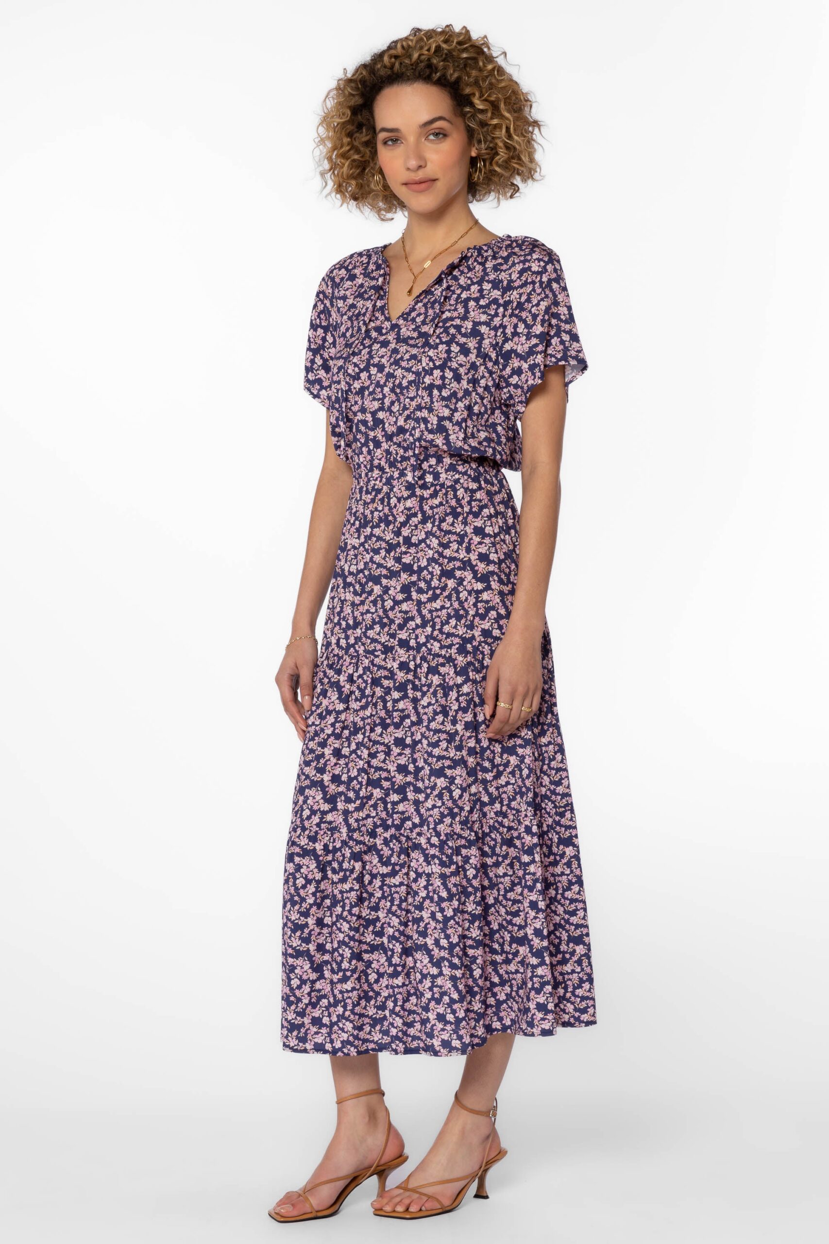 Navy Pink Floral Dress - Image 3