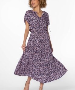 Navy Pink Floral Dress